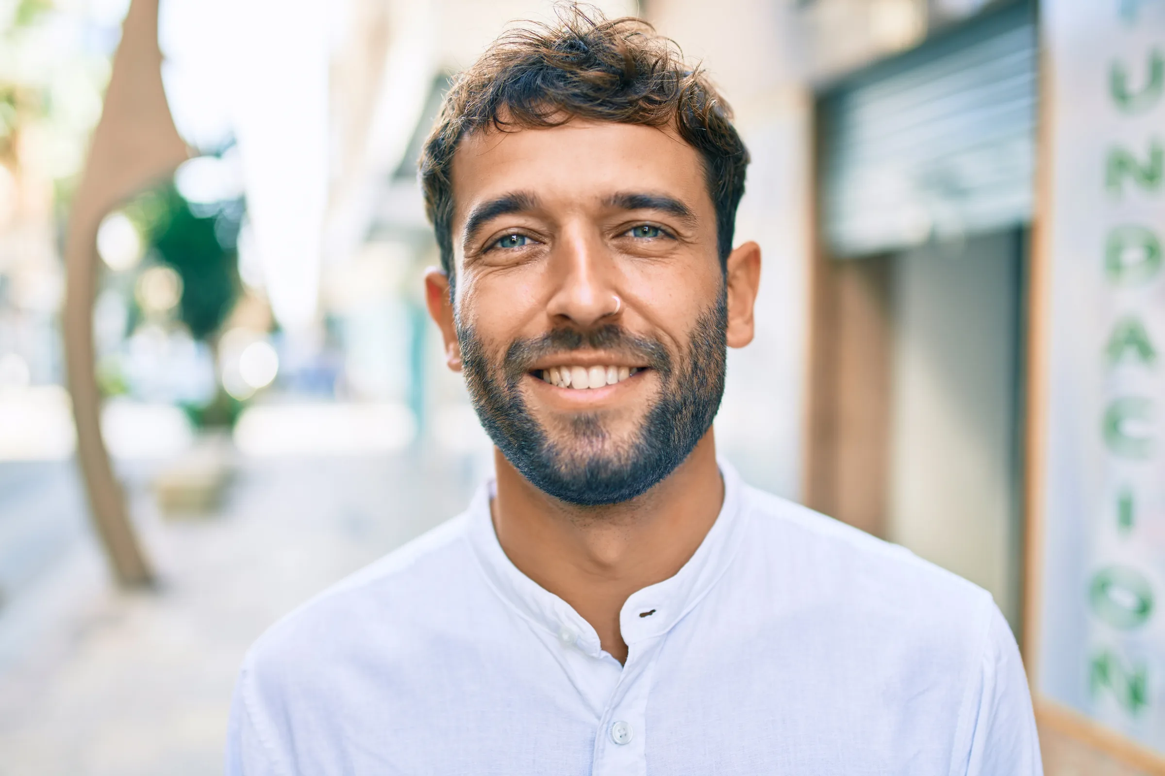 Patient smiling for cavities and tooth decay education